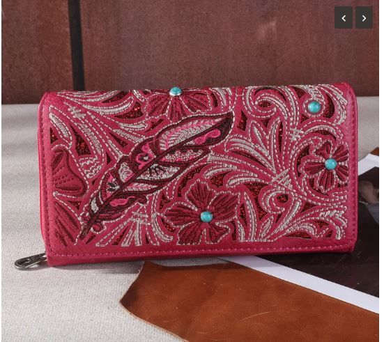 MW1244-W010 HPK Montana West Embroidered Floral Cut-out Cut-out Collection Wallet