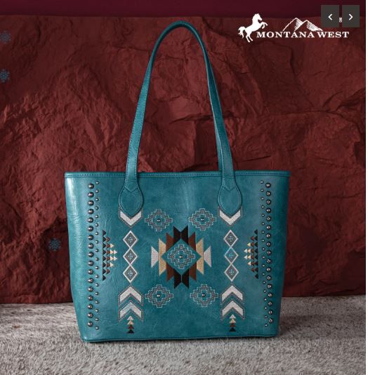 MW1245G-8317 TQ Montana West Embroidered Collection Concealed Carry Tote