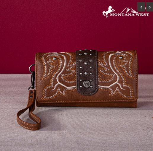 MW1247-W002 BR Montana West Embroidered Collection Wallet