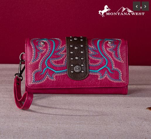 MW1247-W002 H PK Montana West Embroidered Collection Wallet