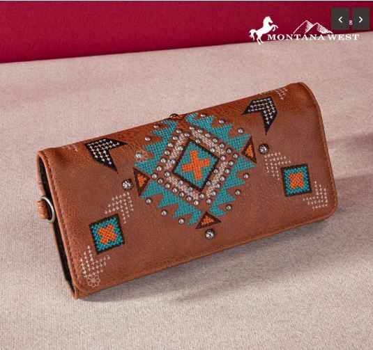 MW1248-W002 BR Montana West Embroidered Collection Wallet