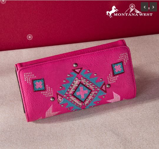 MW1248-W002 PK Montana West Embroidered Collection Wallet