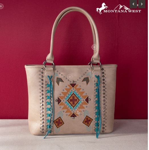 MW1248G-8317 TN Montana West Embroidered Aztec Collection Concealed Carry Tote