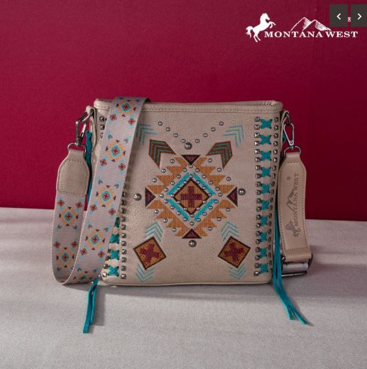 MW1248G-9360 TN Montana West Embroidered Aztec Collection Concealed Carry Crossbody