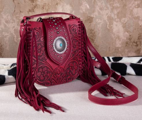 MW1249-9360 RD Montana West Tooled Collection Concealed Carry Crossbody 