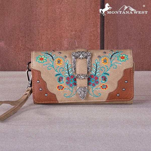 MW1252-W018 TN Montana West Embroidered Buckle Collection Wallet