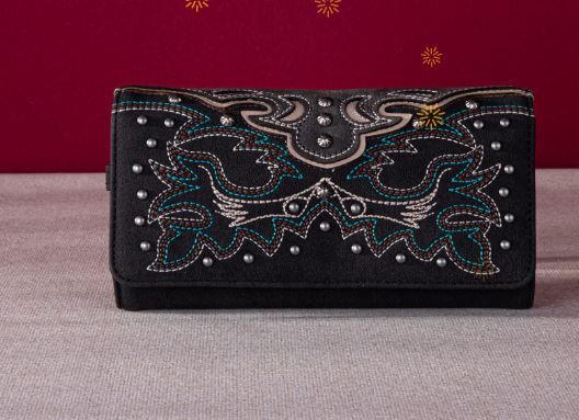 MW1253-W002 BK Montana West Embroidered Collection Wallet