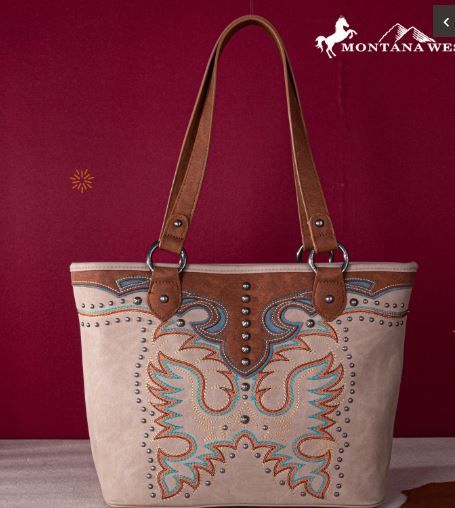 MW1253G-8317 TN Montana West Embroidered Collection Concealed Carry Tote