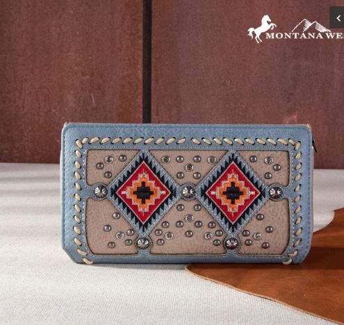 MW1254-W010 KH Montana West Buckle Aztec Collection Wallet