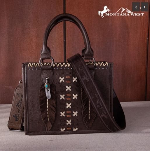 MW1259-8120 CF Montana West Feather Collection Tote/Crossbody