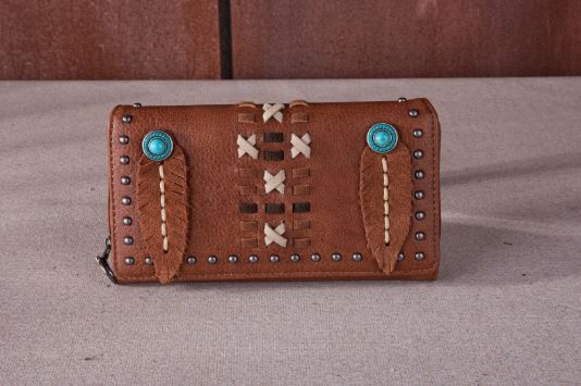 MW1159-W010 BR Montana West Feather Collection Wallet