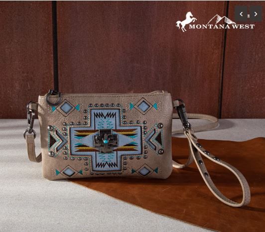 MW1261-181 KH  Montana West Concho Collection Crossbody/Wristlet