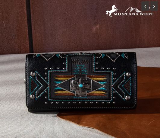 MW1261-W002 BK Montana West Concho Collection Wallet