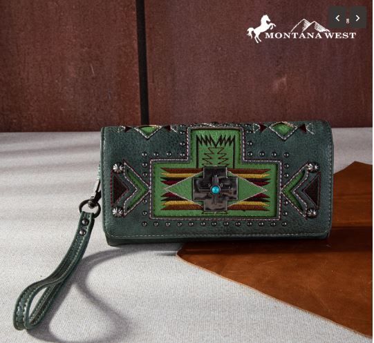 MW1261-W002 GN Montana West Concho Collection Wallet