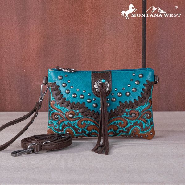 MW1269-181 TQ Montana West Embroidered Scroll Cut-out Collection Clutch/Crossbody