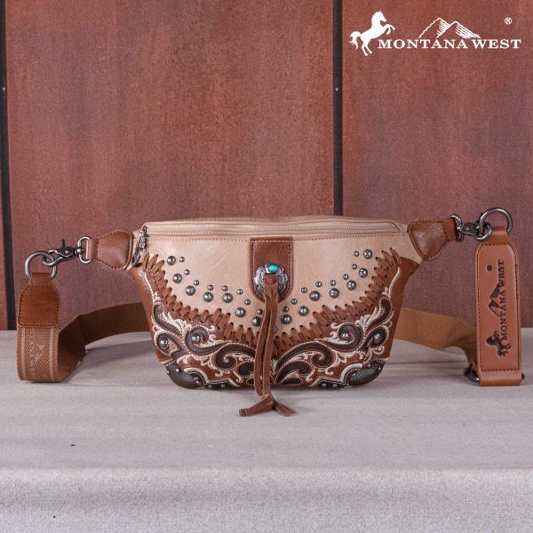 MW1269-194 TN Montana West Embroidered Scroll Cut-out Collection Belt Bag