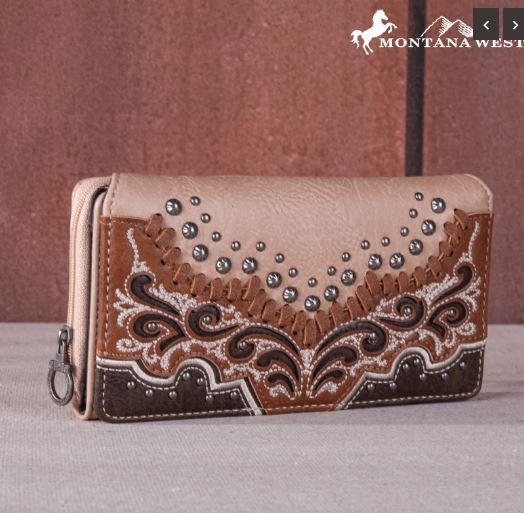 MW1269-W010 TN Montana West Embroidered Scroll Cut-out Collection Wallet