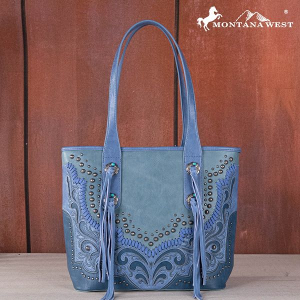 MW1269G-8317 JN  Montana West Embroidered scroll Cut-out Collection Concealed Carry Tote