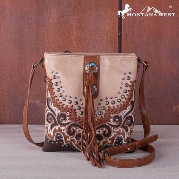 MW1269G-9360 TN Montana West Embroidered Scroll Cut-out Collection Concealed Carry Crossbody