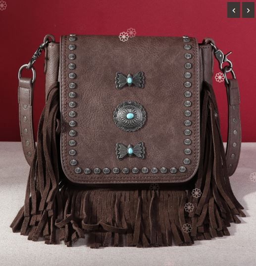 MW1270-8360 CF Montana West Fringe Mariposa Concho Collection Crossbody