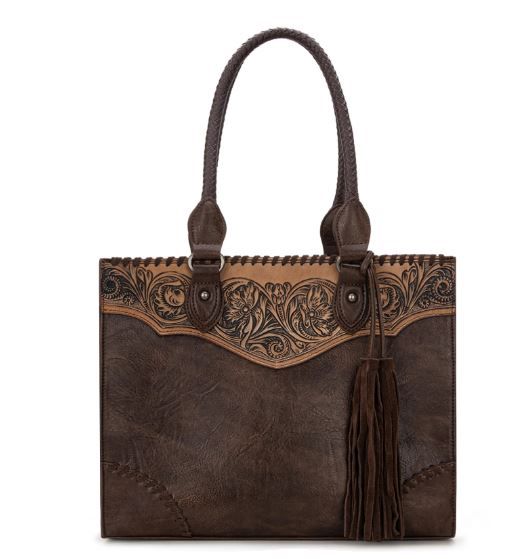 MW1273G-8250 CF Montana West Tooled Concealed Carry Tote