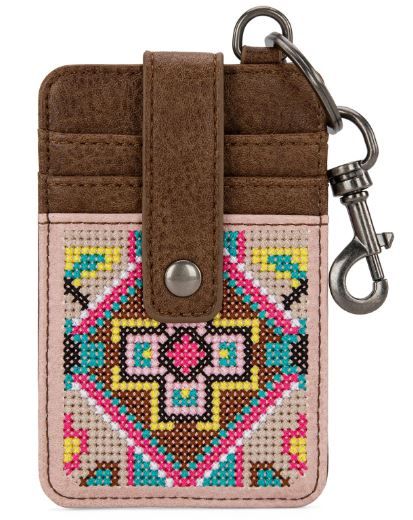 MW1278-W007 PK Montana West Embroidered Collection Mini Key Ring Card Case