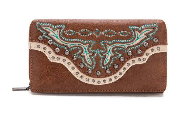 MW1281-W010 BR Montana West Embroidered Wallet