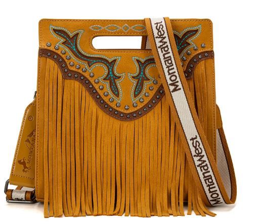 MW1281G-9360 MST Montana West Fringe Concealed Carry Tote/Crossbody