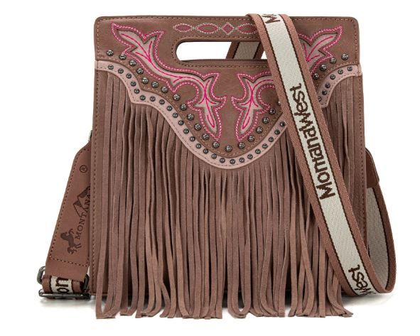 MW1281G-9360 PK Montana West Fringe Concealed Carry Tote/Crossbody