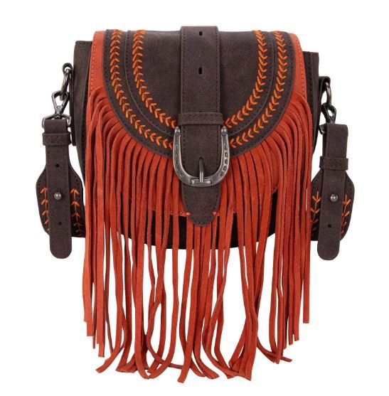 MW1289-8360 CF Montana West Buckle Fringe Collection Saddle Bag/Crossbody