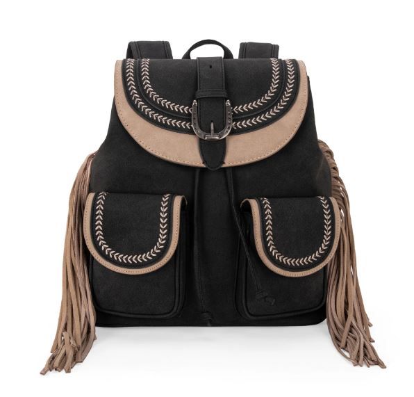 MW1289-9110 BK Montana West Fringe Buckle Collection Backpack