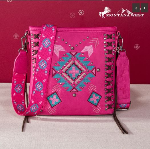 MW1248G-9360 HPK Montana West Embroidered Aztec Collection Concealed Carry Crossbody