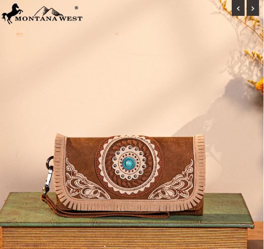 MW1291-W002 BR Montana West Concho Embroidered Collection Wallet