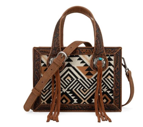 MW1292-8121 BR Montana West Aztec Tapestry Mini Tote/Crossbody