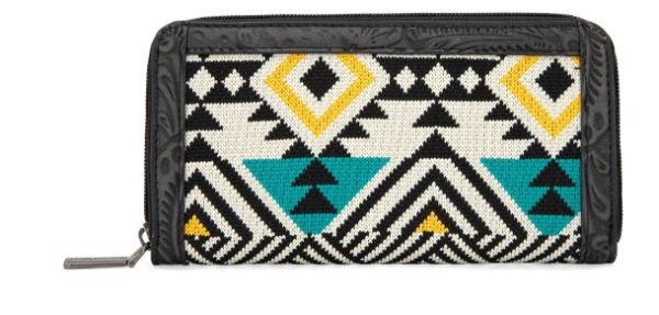 MW1292-W022 BK Montana West Tapestry Aztec Collection Wallet