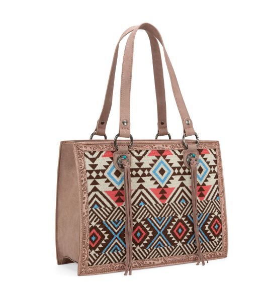 MW1292G-8110 PK Montana West Aztec Tapestry Concealed Carry Tote