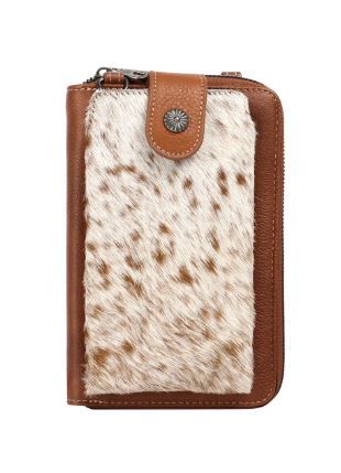 MW630 BR Montana West Western Genuine Hair-On Cowhide Phone Case Crossbody 