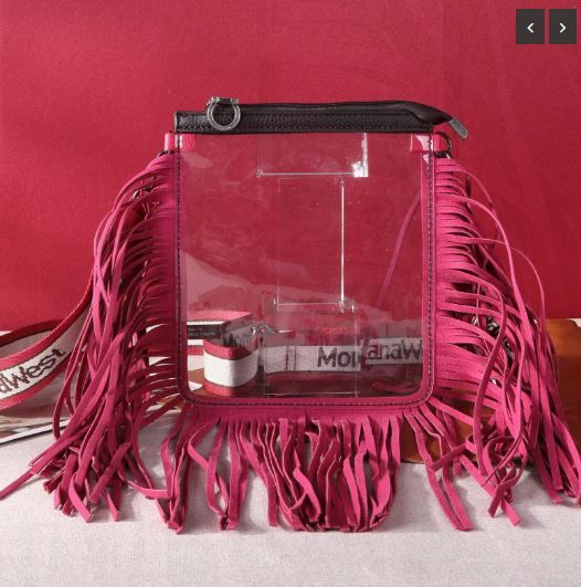 MW906-A192 H PK Montana West Western Fringe Clear Stadium Crossbody Bag