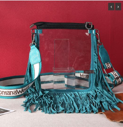 MW906-A192 TQ Montana West Western Fringe Clear Stadium Crossbody Bag