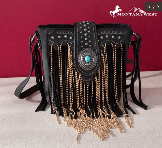 MWF1047-8360 BK Montana West Fringe Collection Crossbody