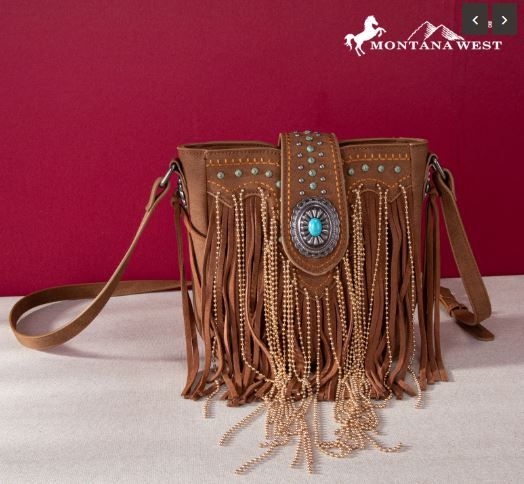 MWF1047-8360 BR Montana West Fringe Collection Crossbody