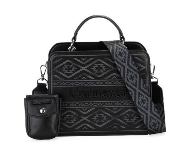 MWF1052-8120 BK Montana West Embroidered Aztec Tote