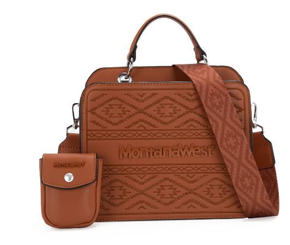 MWF1052-8120 BR Montana West Embroidered Aztec Tote