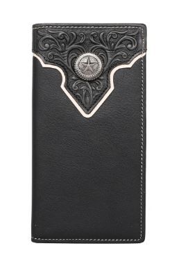 MWL-W043 BK Montana West Genuine Leather Tooled Men's Wallet Assortment Colors