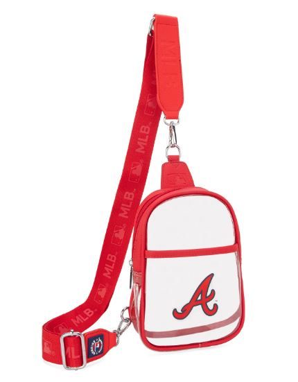 MLB-AB30-001 RD MLB Atlanta Braves Clear Mini Sling Stadium Bag