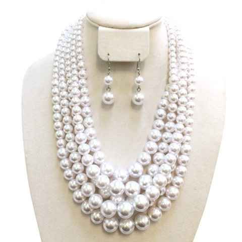 NPY043 WT1 PEARL CHUNKY NECKLACE SET