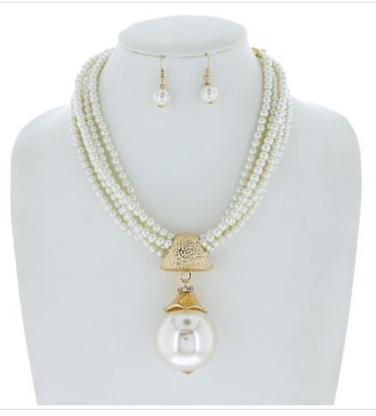 NPY124 GCR MULTI LINE PEARL NECKLACE 