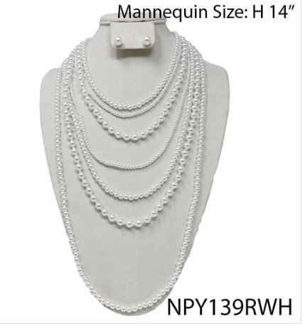 NPY139 RWH PEAR 7 LINE NECKLACE SET