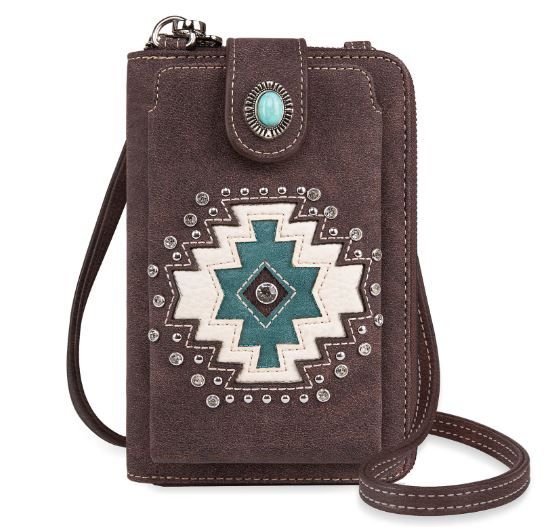 PHD-2016 CF American Bling Aztec Cut-Out Pattern Phone Wallet/Crossbody