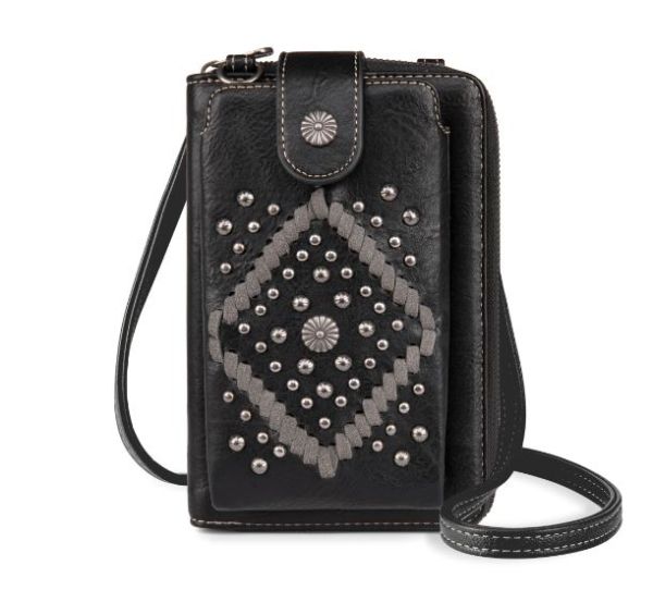 PHD-2104 BK American Bling Bling Studded Phone Wallet